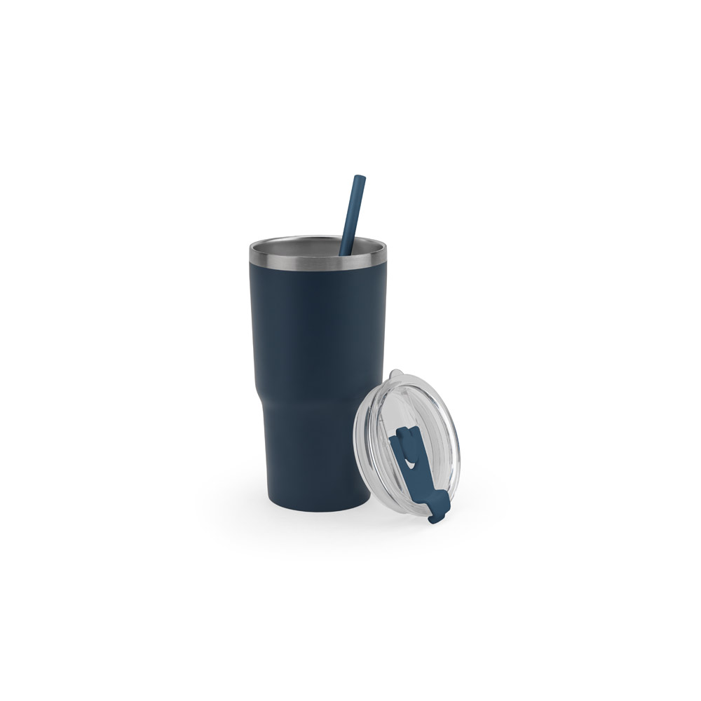 Novidade 2026!!! Copo de viagem compacto em aço inox 91% reciclado com parede dupla isolada a vácuo e acabamento mate 600 mL
