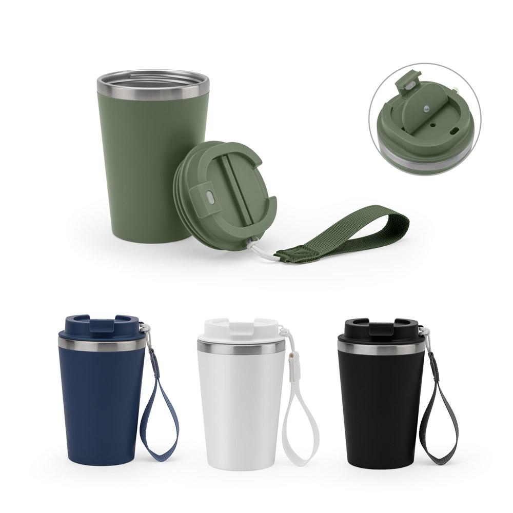 Novidade 2026 !!! Copo de viagem em aço inox 90% reciclado com parede dupla e acabamento em mate 460 mL