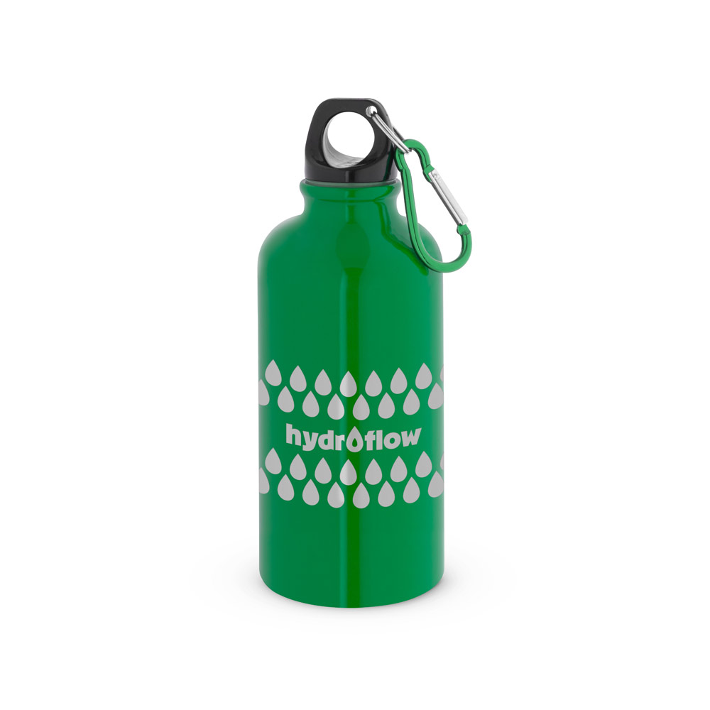 Novidade 2026!!! Squeeze esportiva em aço inox, de parede simples e acabamento brilhante com mosquetão 560 mL