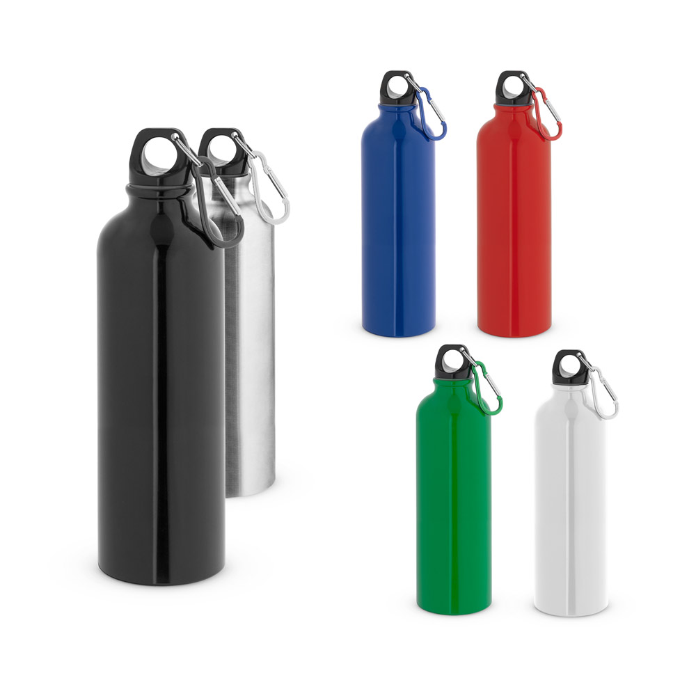 Novidade 2026!! Squeeze esportiva em aço inox de parede simples com mosquetão 820 mL