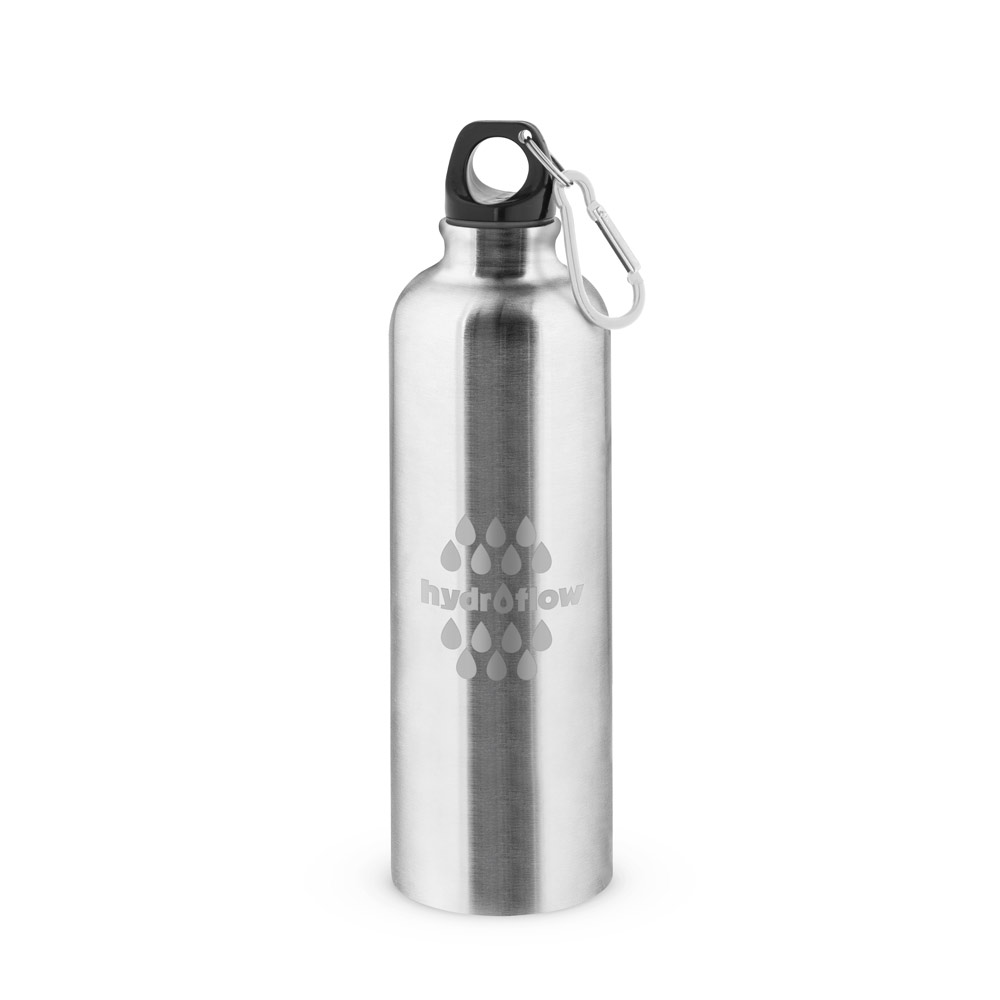 Novidade 2026!! Squeeze esportiva em aço inox de parede simples com mosquetão 820 mL