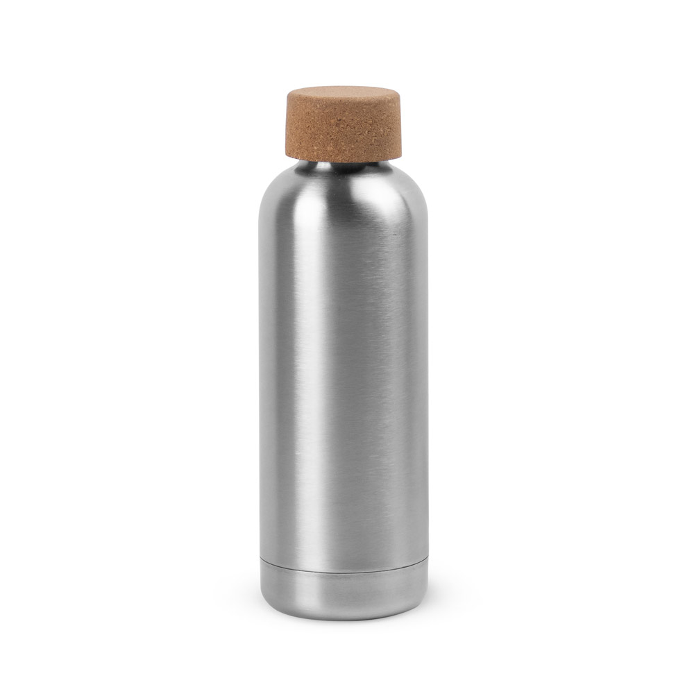 Novidades 2026!! Squeeze em aço inox de parede simples, com tampa em cortiça 760 mL