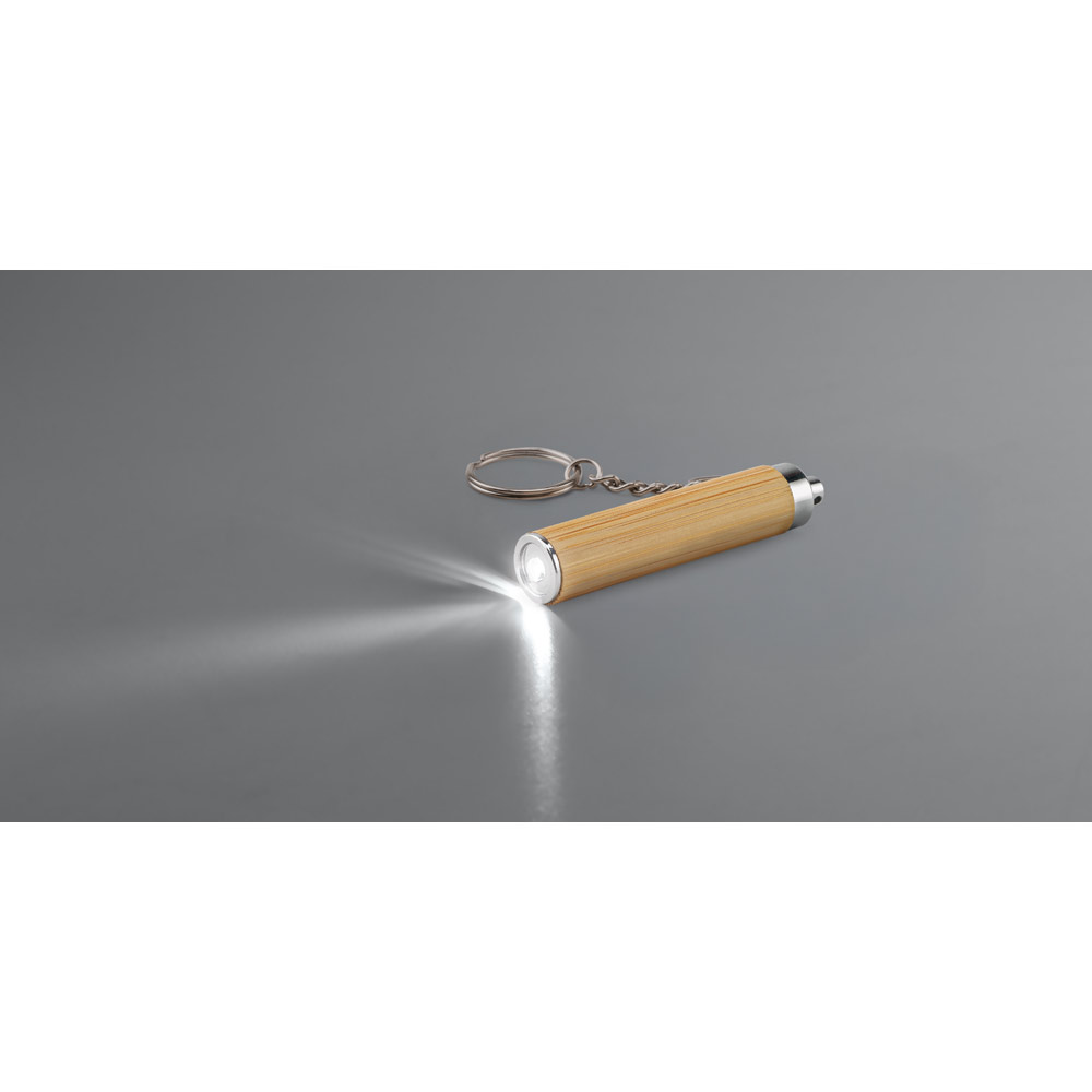 Novidade 2026!!! Chaveiro em bambu e ABS com lanterna LED