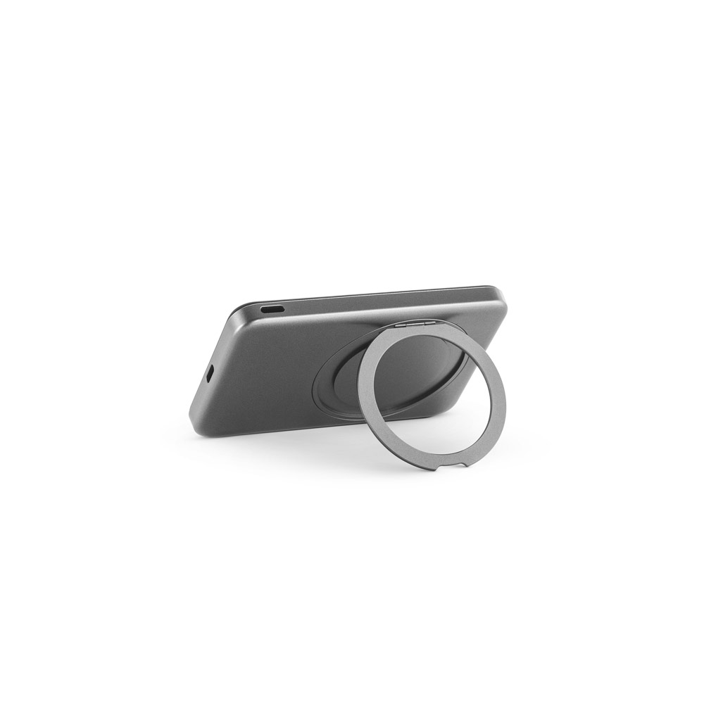 Novidades 2026!!! Bateria portátil magnética em ABS 100% reciclado com suporte, carregador wireless super-rápido 15W e capacidade de 5.000 mAh