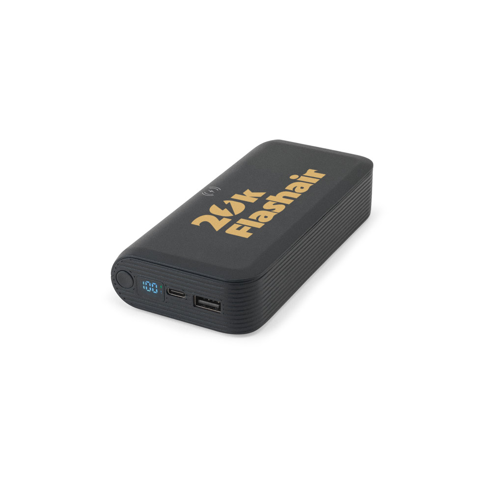 Novidades 2026!!! . Bateria portátil em ABS 100% reciclado com carregador wireless super-rápido 15W e capacidade de 20.000 mAh