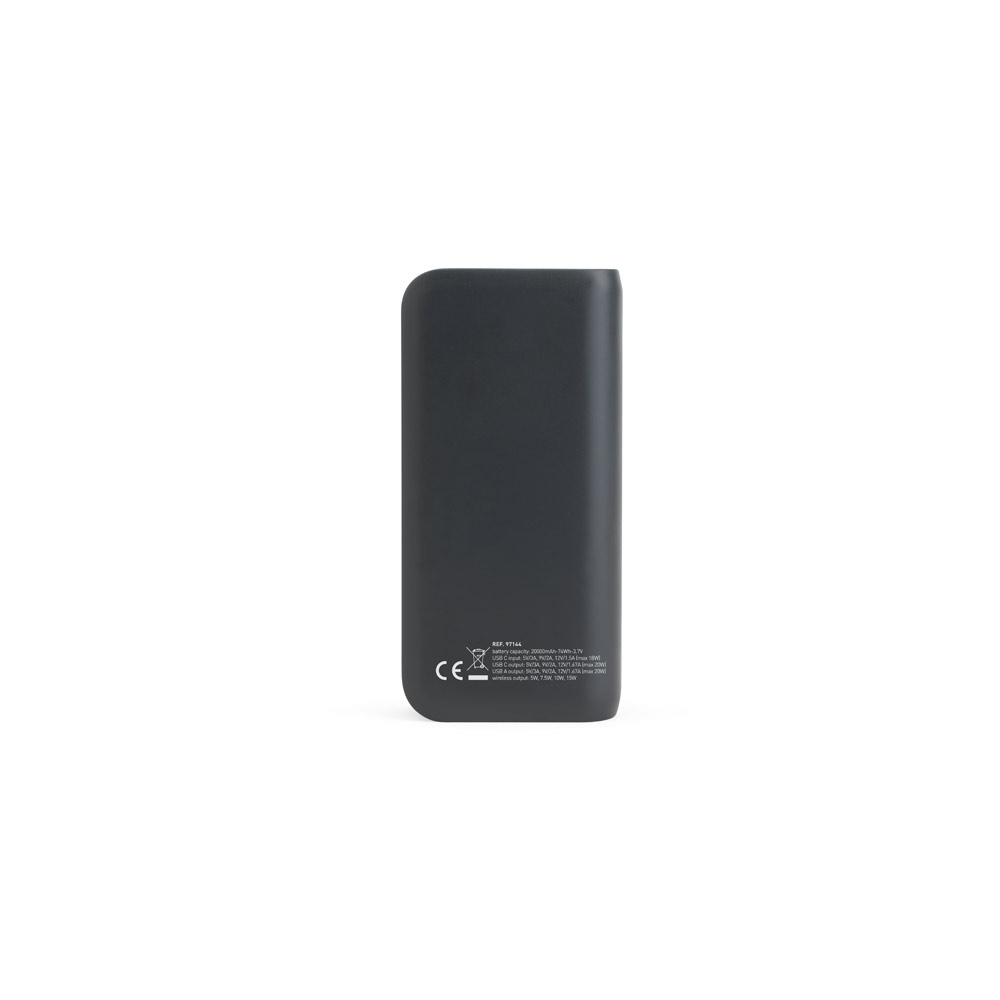 Novidades 2026!!! . Bateria portátil em ABS 100% reciclado com carregador wireless super-rápido 15W e capacidade de 20.000 mAh