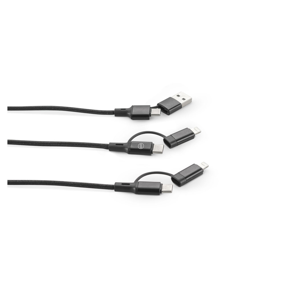 Novidade 2026!! Cabo USB super-rápido 6 em 1 em alumínio 20% reciclado e PET 4% reciclado, permitindo a transferência de dados