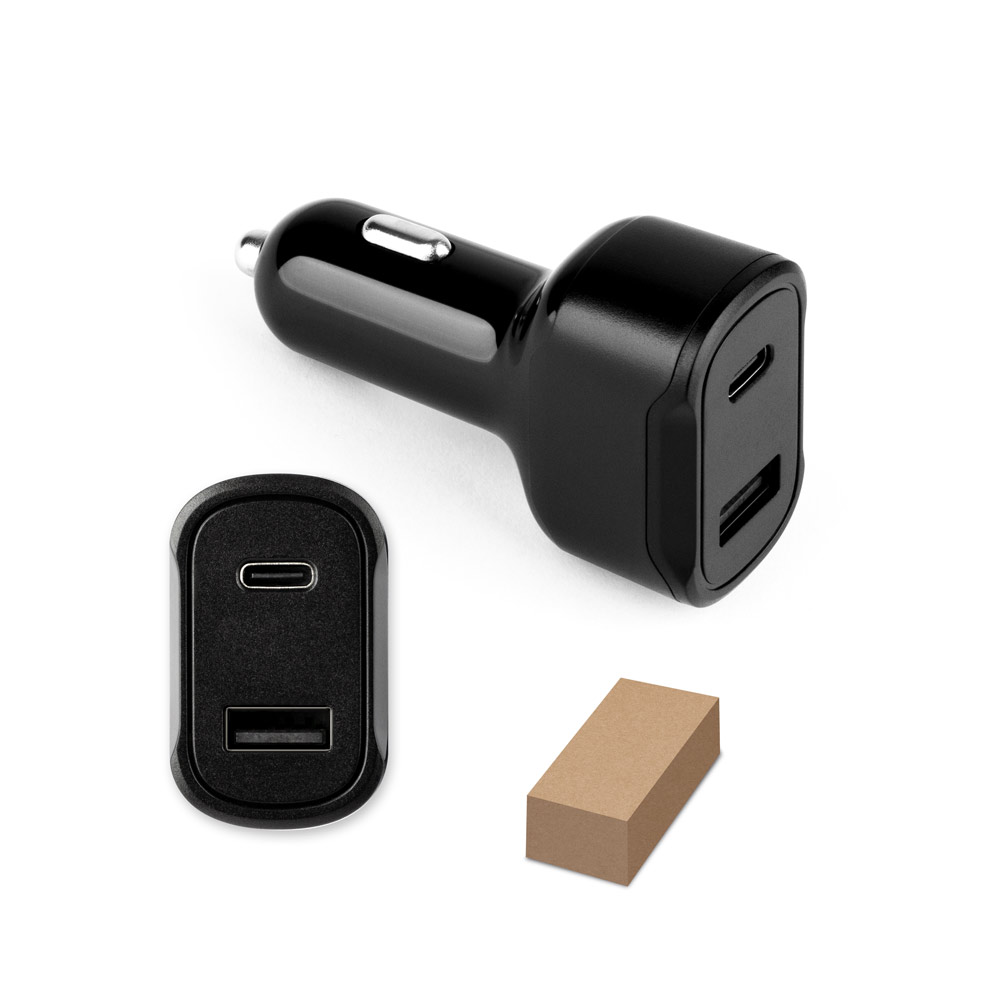 Novidade 2026!! Adaptador de isqueiro com porta USB-A 18W e USB-C 20W em 100% rABS