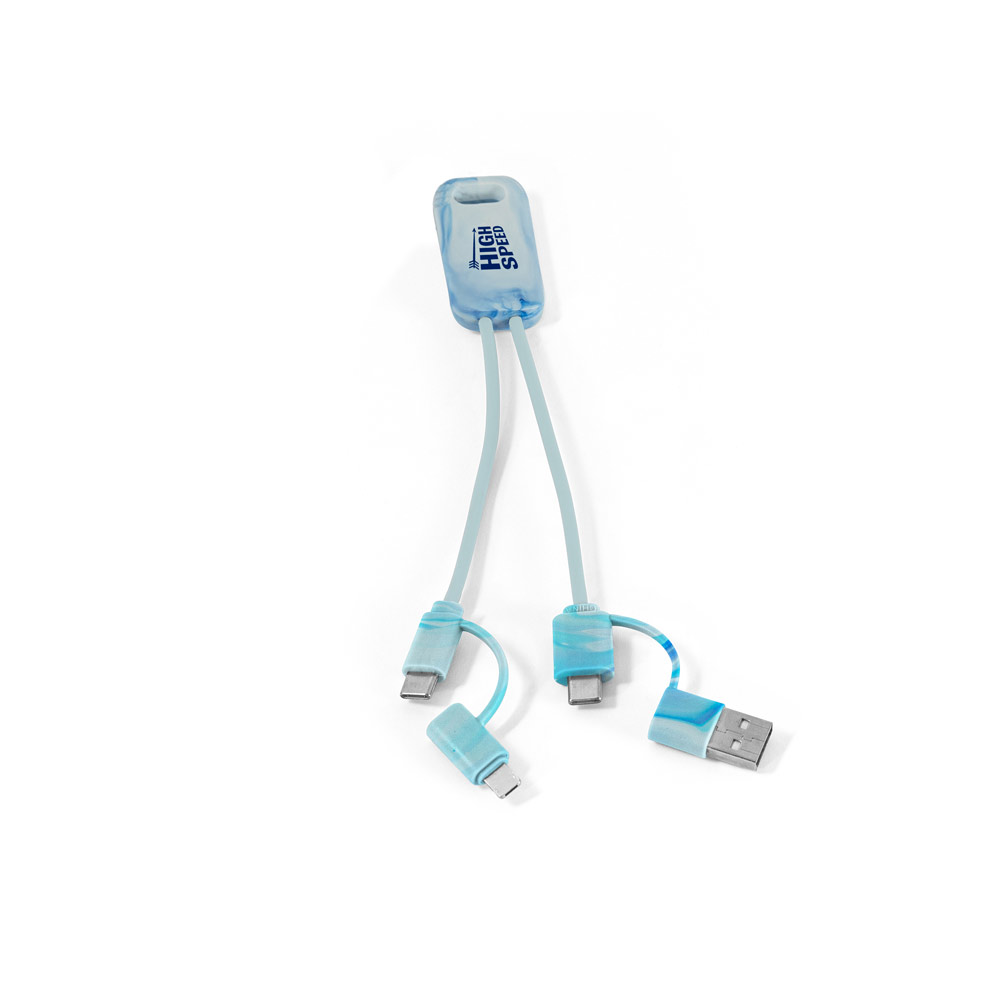 Novidade 2026!!! Cabo USB super-rápido 6 em 1 em PET 100% reciclado, permite a tranferência de dados