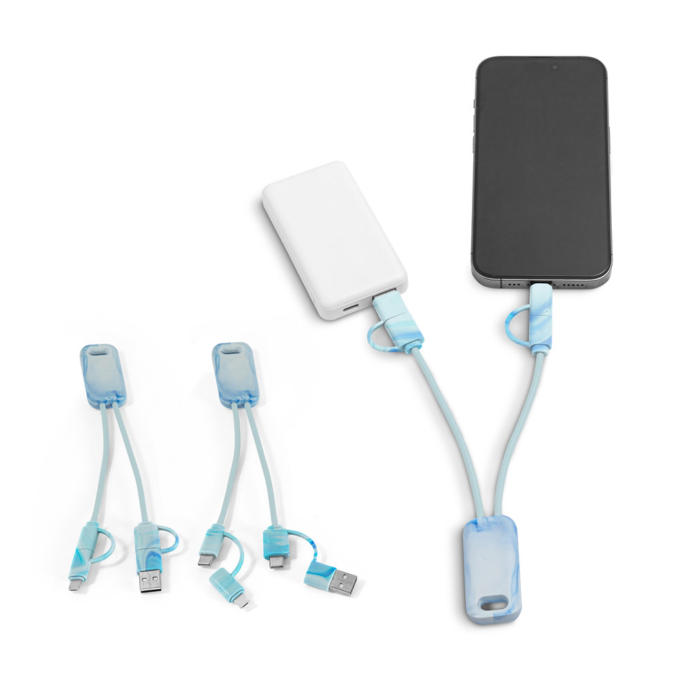 Novidade 2026!!! Cabo USB super-rápido 6 em 1 em PET 100% reciclado, permite a tranferência de dados