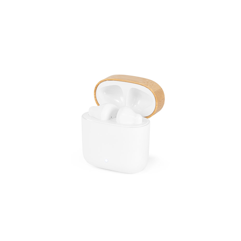 Novidade 2026!!! Fones de ouvido wireless em ABS 100% reciclado e bambu com autonomia de 5h