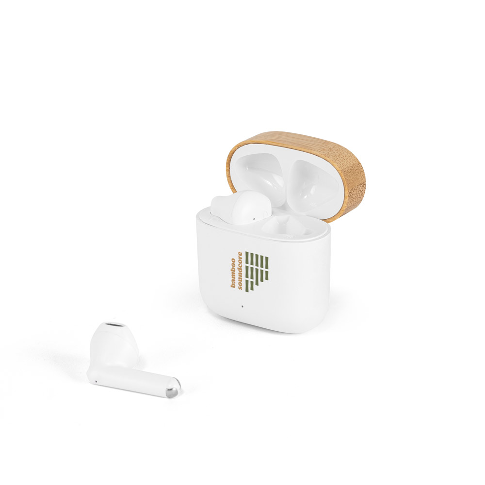 Novidade 2026!!! Fones de ouvido wireless em ABS 100% reciclado e bambu com autonomia de 5h