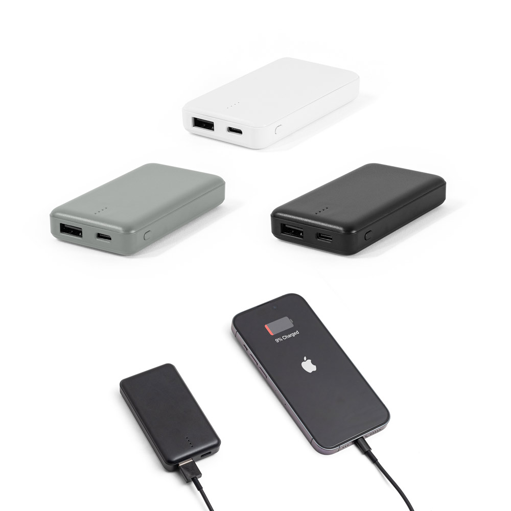 Novidade 2026!!!! Bateria portátil em ABS 100% reciclado e capacidade de 4.000 mAh