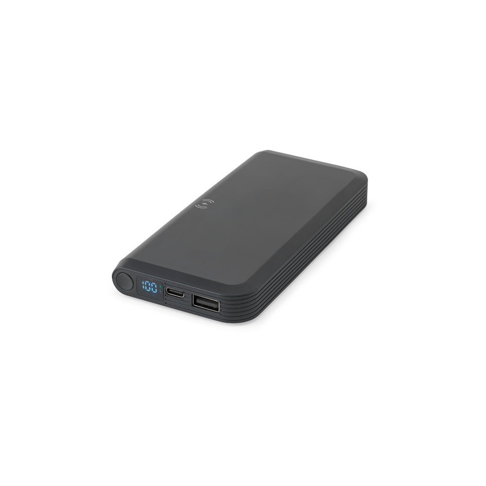 Novidade 2026!!!! Bateria portátil em ABS 100% reciclado com carregador wireless super-rápido 15W e capacidade de 10.000 mAh
