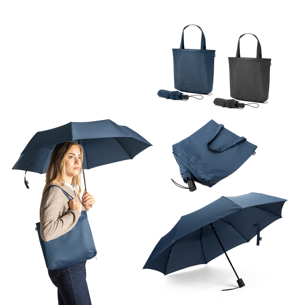 Novidade 2026!!! Guarda-chuva 2 em 1 com sacola de compras em poliéster reciclado incluído