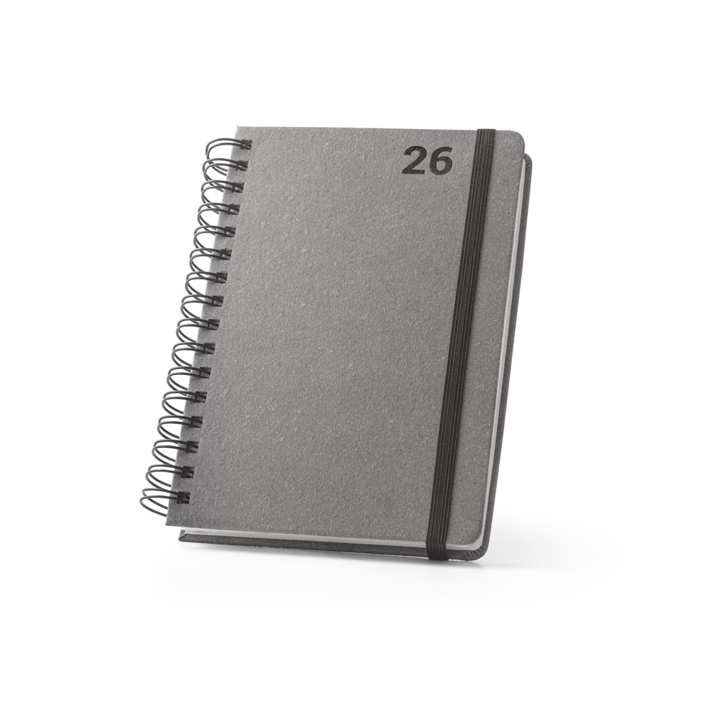 Agenda 2026!!! Agenda A5, com argolas, em pele (58% reciclada)