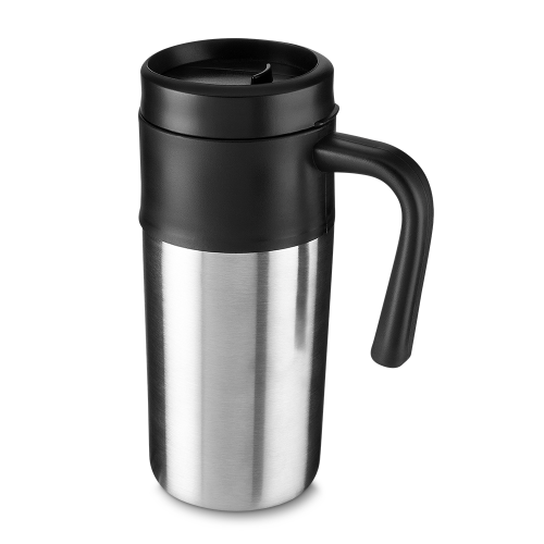 Caneca em aço de inox, capacidade até 350 ml. 16,3 x ø7 cm