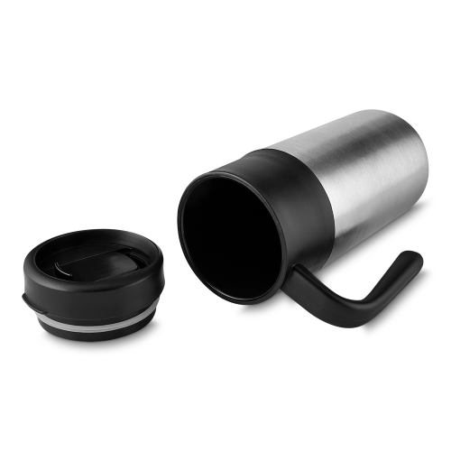 Caneca em aço de inox, capacidade até 350 ml. 16,3 x ø7 cm