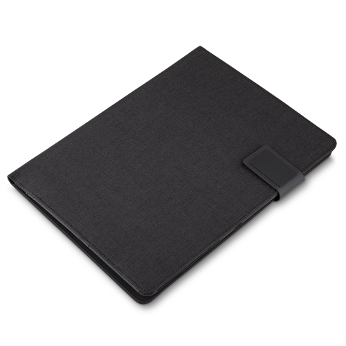 Pasta executiva com bloco de nota com 20 folhas. Suporte para celular, caneta e cartões.