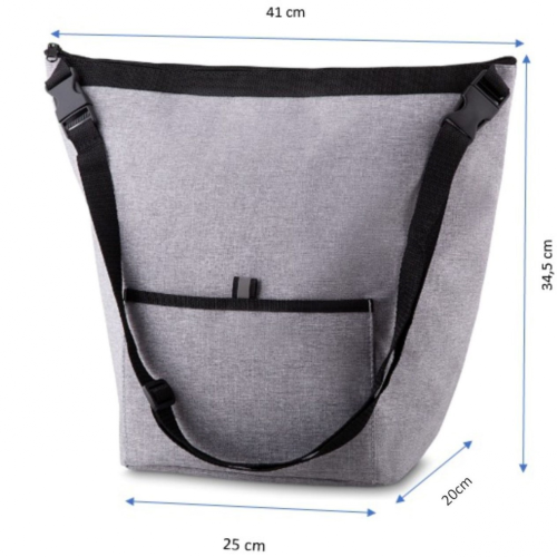 Bolsa térmica, tecido nylon e poliéster. Capacidade 10 litros. 25 x 20 cm.