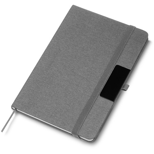 Caderno capa dura em material reciclável com placa de metal para personalização. 80 folhas. NÃO ACOMPANHA CANETA.21,3x14,5cm