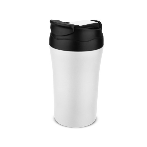 Copo térmico com saída de líquido dupla, por sucção (canudo) ou por bico. Capacidade 500 ml. 17,5xø7xø8cm