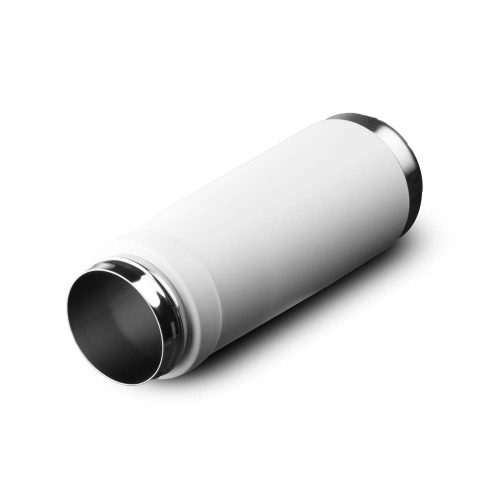 Garrafa térmica em aço inox. Capacidade de até 650 ml. Tampa em plástico, com alça para transporte.  24xø7,4cm