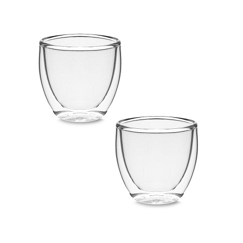 Copo de vidro borossilicato com parede dupla. Capacidade de até 80 ml. 7xø6,5cm