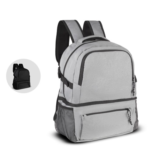 Mochila com compartimento térmico em tecido poliéster. 50x36x18cm