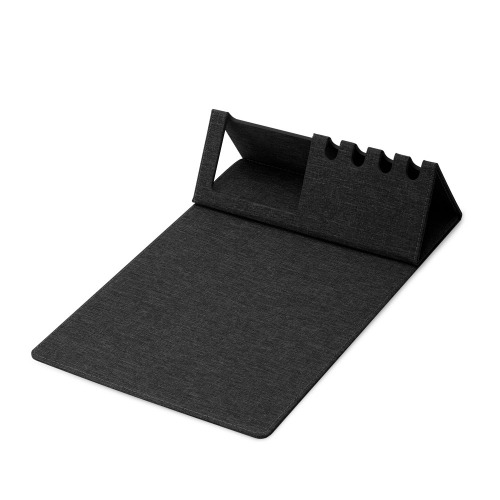 Mouse Pad em material reciclável com porta canetas e porta celular. 31,5x21,3cm
