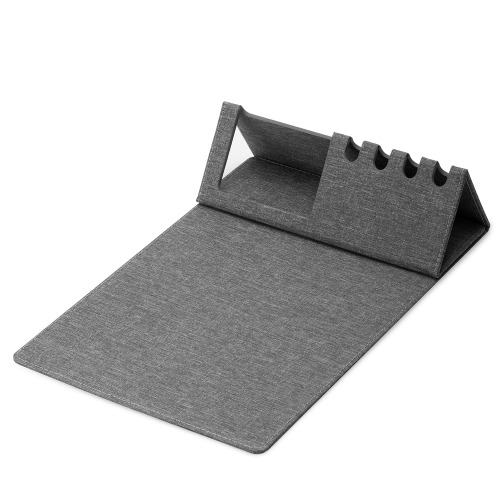 Mouse Pad em material reciclável com porta canetas e porta celular. 31,5x21,3cm