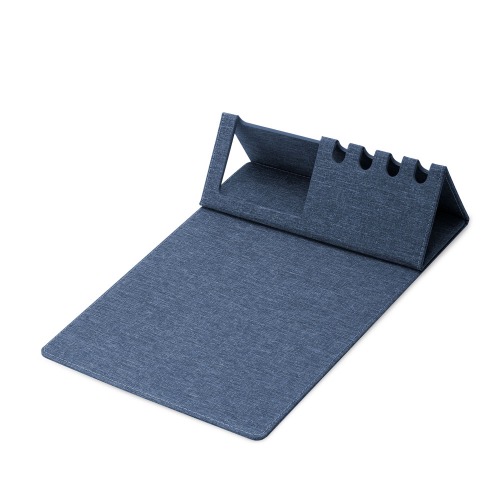 Mouse Pad em material reciclável com porta canetas e porta celular. 31,5x21,3cm