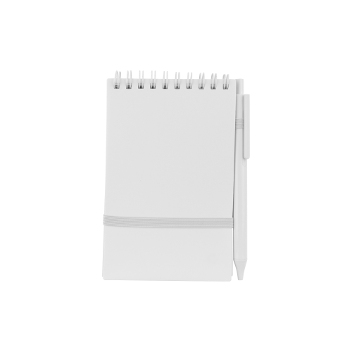 Bloco de anotações, capa produzida em PP misto com wire-o. Caneta de plástico. 60 folhas.  14 x 9cm. MATERIAL ANTIBACTERIANO