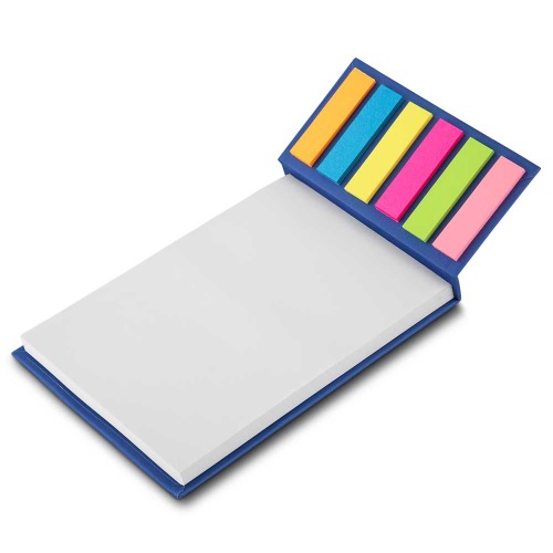 Bloco de anotações capa dura com post-it. 80 folhas. 16x10x2cm