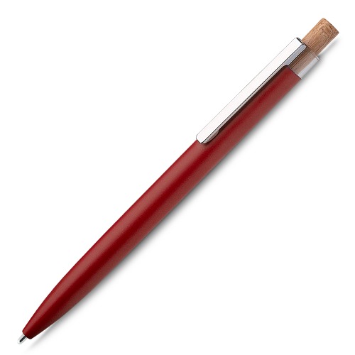 Caneta em alumínio reciclável e acionador em bambu. 14,5xø1,0cm