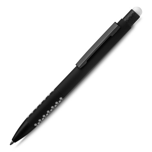 Caneta em metal com ponta touch emborrachada. 15xø1,2cm