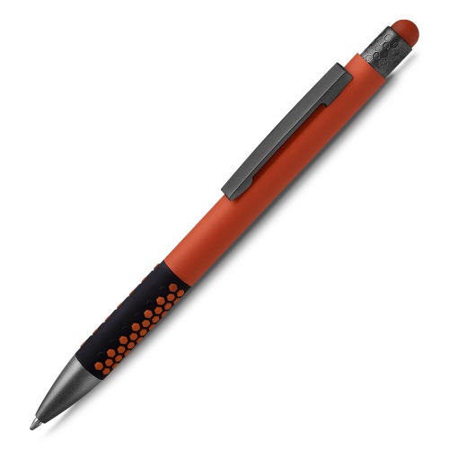 Caneta em metal com ponta touch emborrachada. 15xø1,2cm