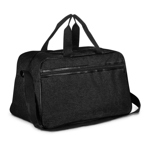 Bolsa esportiva em poliéster. Alça de ombro ajustável, alça de mão dupla, bolso externo com zíper. 27x48x26cm