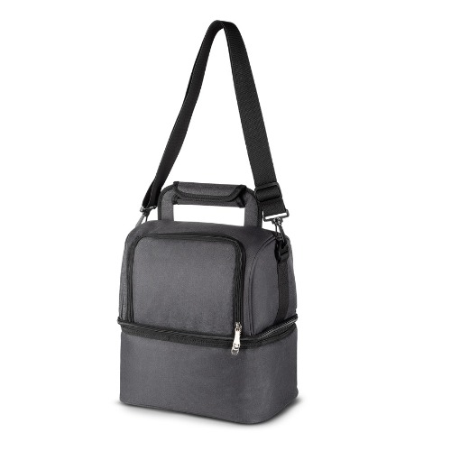 Bolsa térmica em poliéster. Com 2 compartimentos térmicos. 40x29x23cm