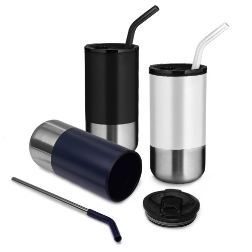 Copo em inox com canudo removível. Capacidade até 550 ml. Dimensão do produto:18 x ø8 cm Peso do produto: 0,227 kg