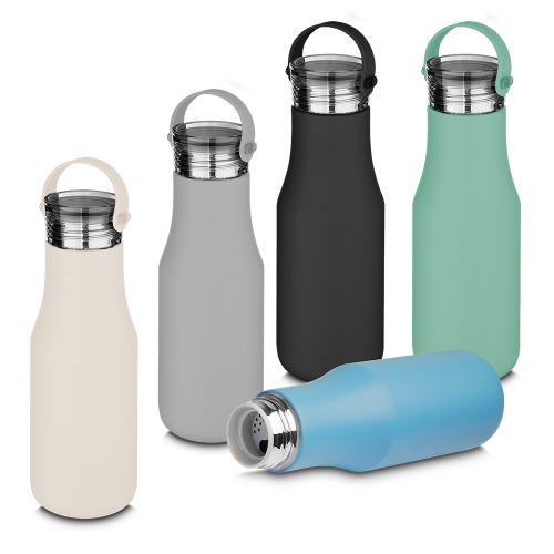 Garrafa térmica em aço inox com parede dupla com capacidade de até 500 ml. 22,3 x 7 cm