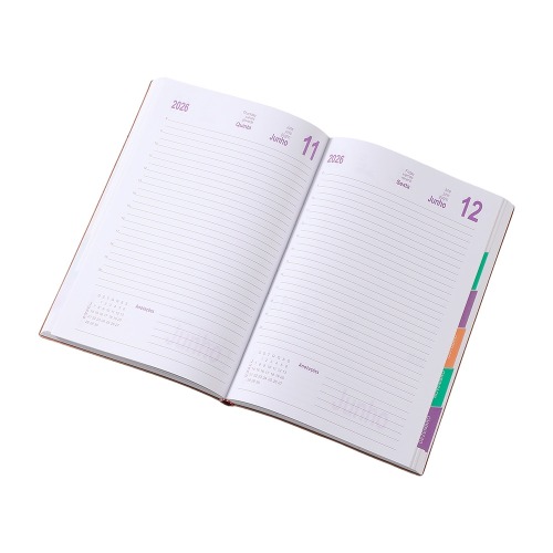 Agenda 2026!!! Couro sintético com abas mensais. 14,5 x 1,7 x 20,9 cm.