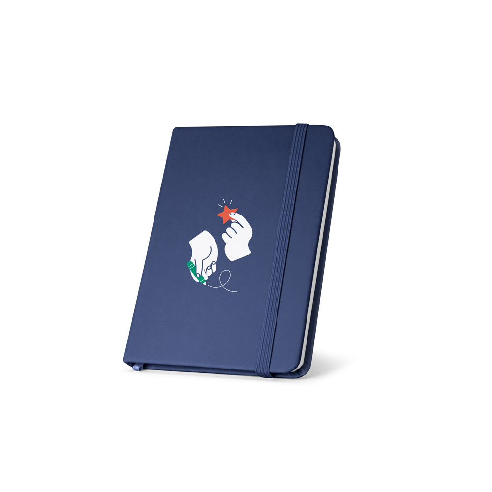 Caderno de bolso de capa dura em c. sintético com 160 páginas lisas