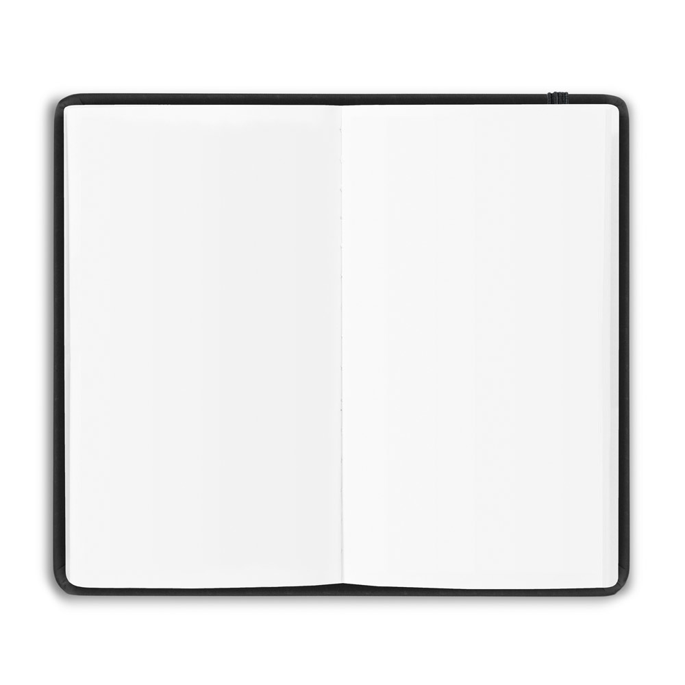 Caderno de bolso de capa dura em c. sintético com 160 páginas lisas