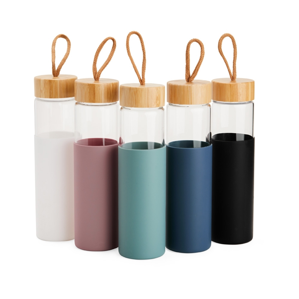 Garrafa de Vidro 750ml e tampa em bambu