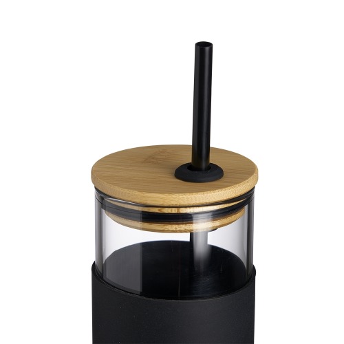 Novidade!!! Copo Vidro - Tampa de Bambu e Canudo 450 ML