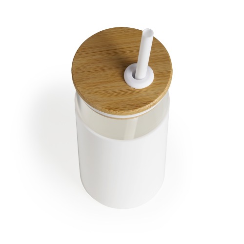 Novidade!!! Copo Vidro - Tampa de Bambu e Canudo 450 ML