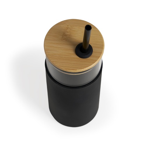 Novidade!!! Copo Vidro - Tampa de Bambu e Canudo 450 ML