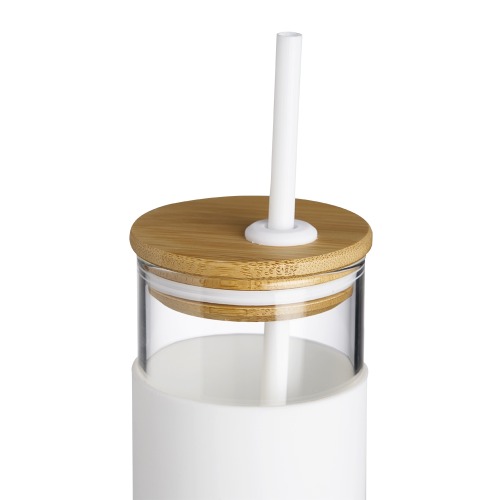Novidade!!! Copo Vidro - Tampa de Bambu e Canudo 450 ML