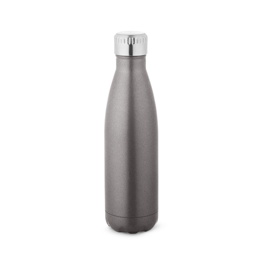 Garrafa em aço inox de parede dupla térmica, isolada a vácuo, com tampa em aço inox 500 mL